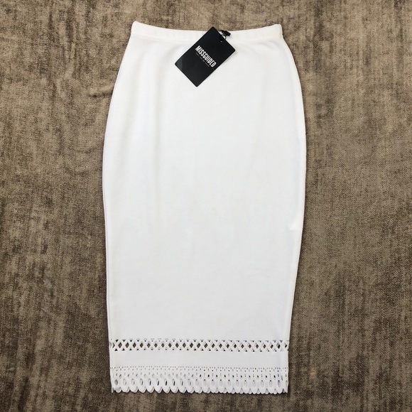 White laser cut pencil skirt Clearance